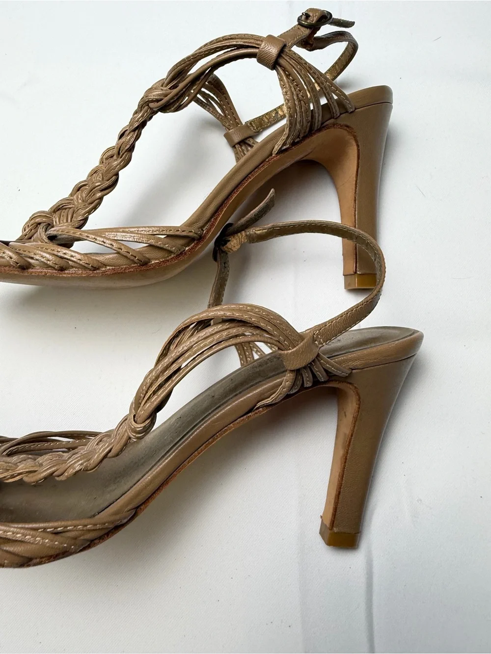 Charles by Charles David Braided Strappy 3” High Heels - Tan /Brown - Elegant 6
